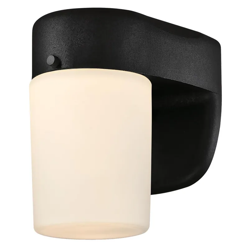 LED Wall Lantern Fixture, Frosted Glass, Black, 6.69 X 4.96 In.