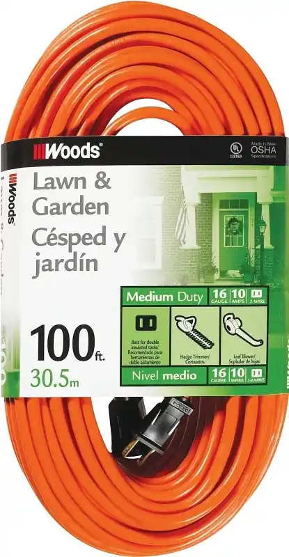 Outdoor 100 Ft. L Orange Extension Cord 16/2 - Heavy Duty