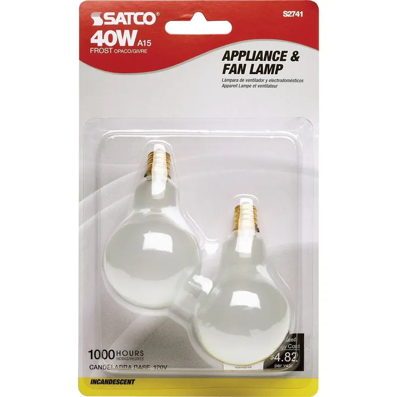 Satco 40 W A15 A-Line Incandescent Bulb E12 (Candelabra) Soft White 1 Pk