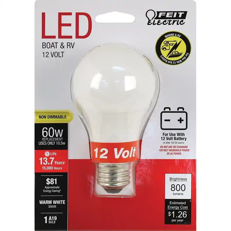 FEIT Electric 12-Volt A19 E26 (Medium) LED Bulb Warm White 60 Watt Equivalence 1 Pk