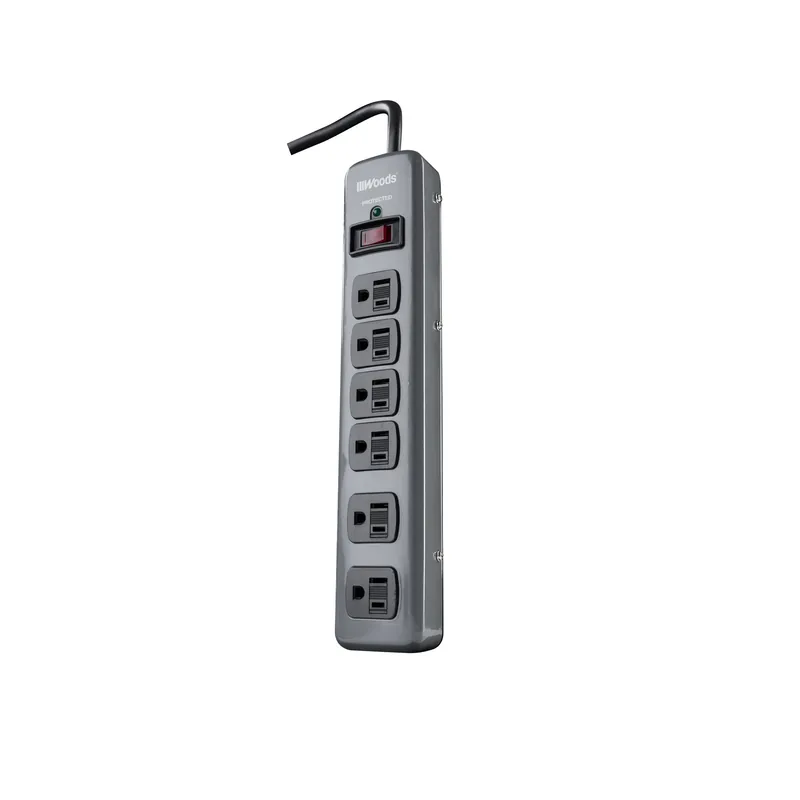 6-outlet 900 Joules Dark Gray Surge Protector Strip With 3 Ft. Cord