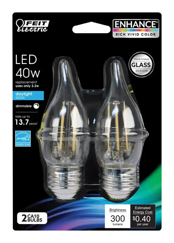 Feit Electric Acres Enhance CA10 E26 (Medium) LED Bulb Daylight 40 Watt Equivalence 2 PK
