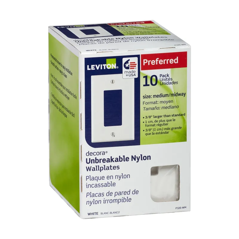 Leviton Decora White 1 Gang Nylon Decorator Wall Plate 10 Pk