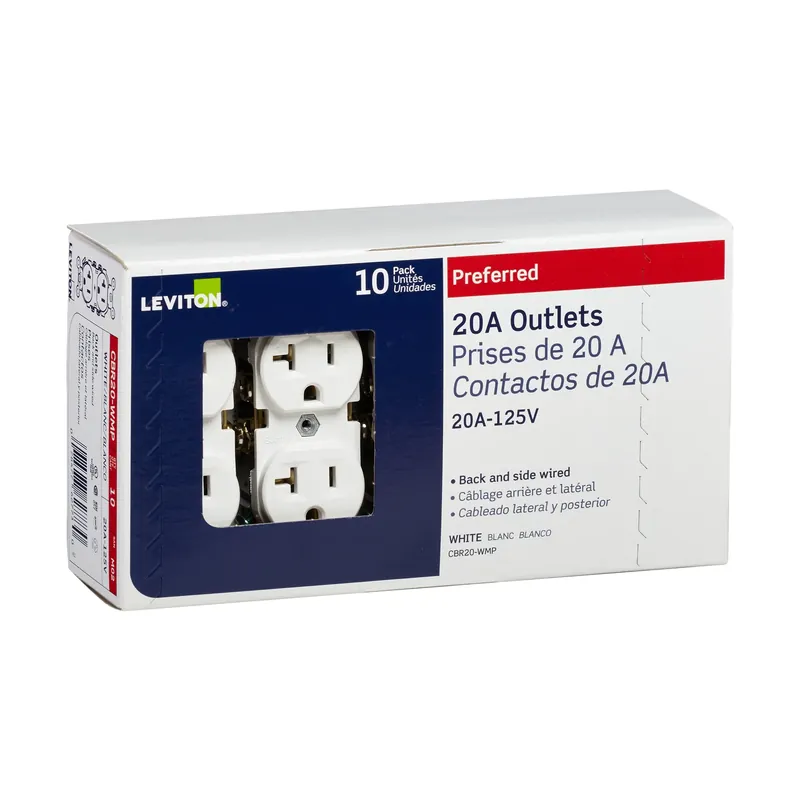 Leviton 20 Amps 125 V Duplex White Outlet 5-20R 10 Pk