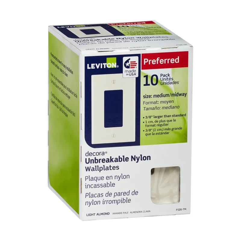 Leviton Decora Almond 1 Gang Thermoplastic Nylon Decorator Wall Plate 10 Pk