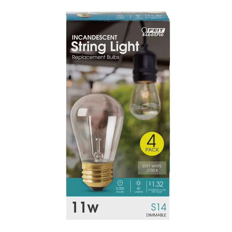 Feit 11 W S14 Decorative Incandescent Bulb E26 (Medium) Soft White 4 Pk