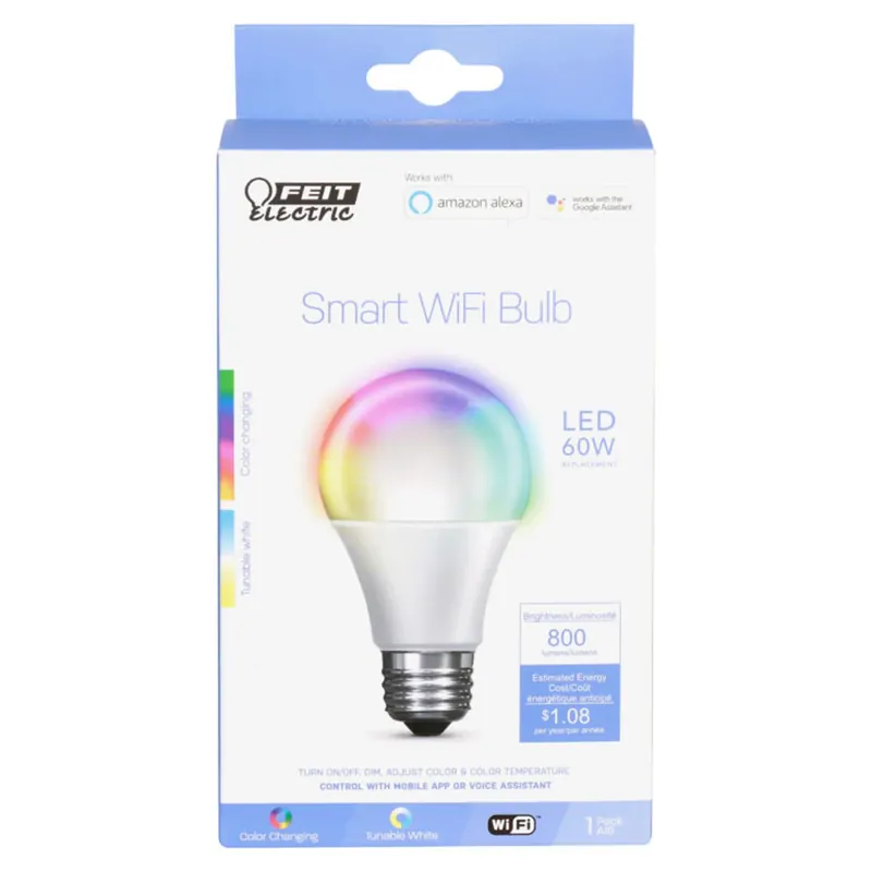 Feit Smart Home A19 E26 (Medium) Smart-Enabled LED Bulb Color Changing 60 Watt Equivalence 1 Pk