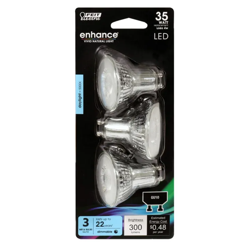 Feit Enhance MR16 GU10 LED Bulb Daylight 35 Watt Equivalence 3 Pk