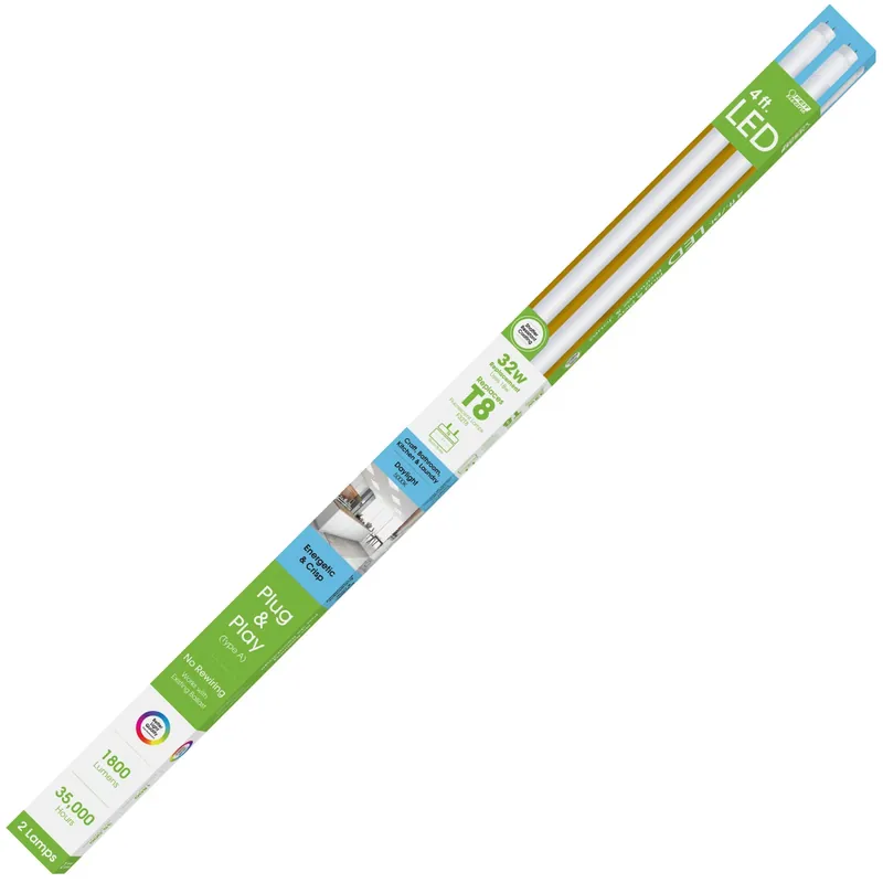 Feit Plug & Play T8 Daylight 47.7 In. Bi-Pin Linear LED Bulb 32 Watt Equivalence 2 Pk