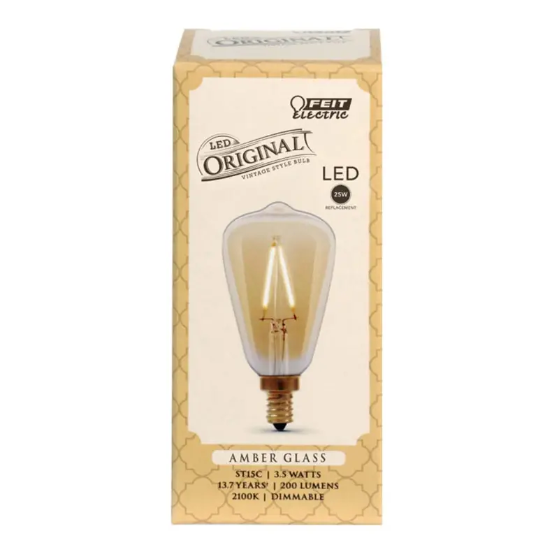 Feit ST15 E12 (Candelabra) Filament LED Bulb Amber Soft White 25 Watt Equivalence 1 Pk