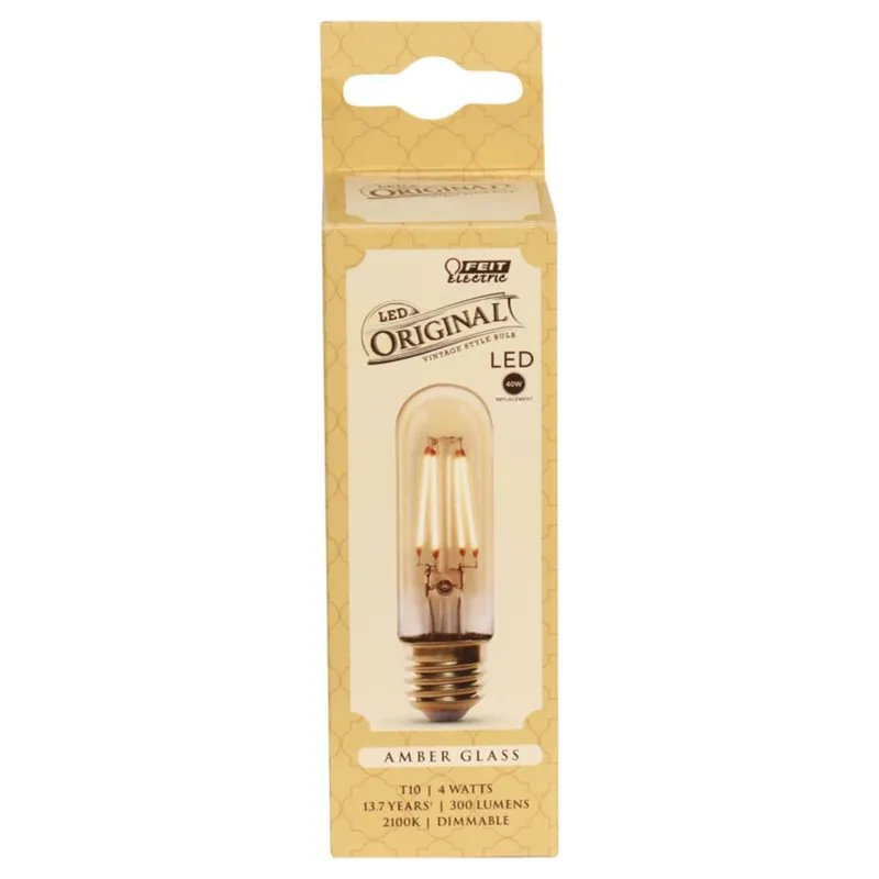 Feit T10 E26 (Medium) LED Bulb Amber 40 Watt Equivalence 1 Pk