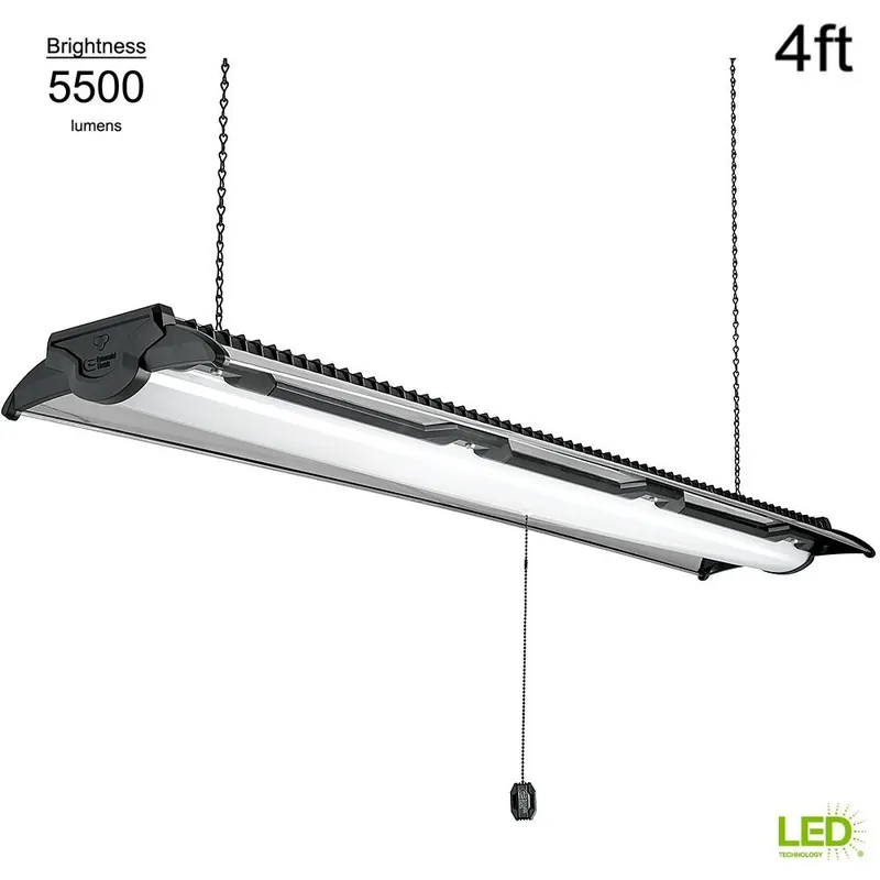 Heavy Duty 4 Ft Integrated Led Linkable Shoplight With Black & Brushed Nickel Finish