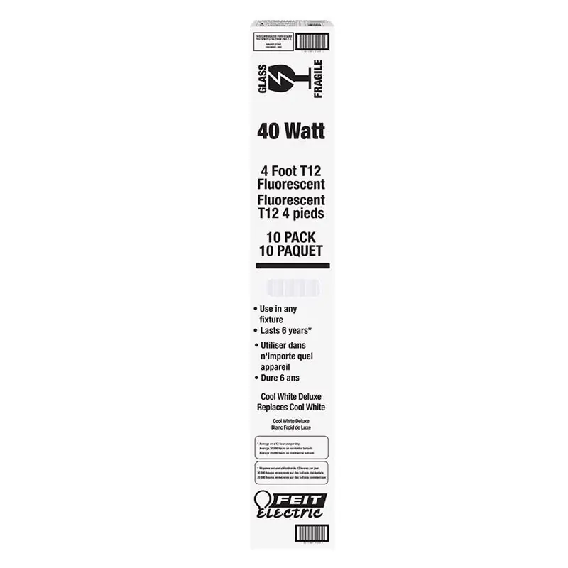 3928140 40 Watt T12 48 In. Linear Fluorescent Bulb, Cool White - Pack Of 10