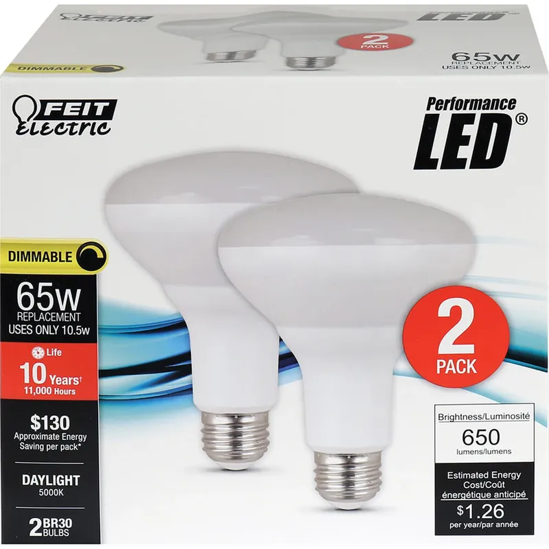Feit BR30 E26 (Medium) LED Bulb Daylight 65 Watt Equivalence 2 Pk