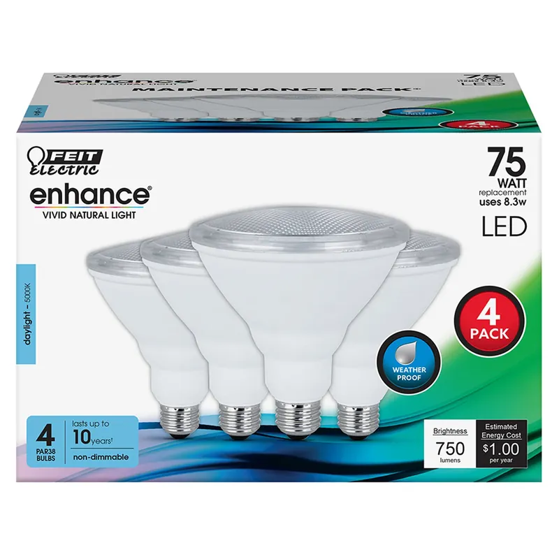 Feit Enhance PAR38 E26 (Medium) LED Bulb Daylight 75 Watt Equivalence 4 Pk