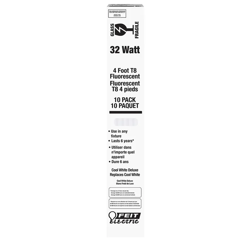 Feit Legacy Bulbs 32 W T8 1 In. D X 48 In. L Fluorescent Bulb Cool White Linear 4100 K 10 Pk