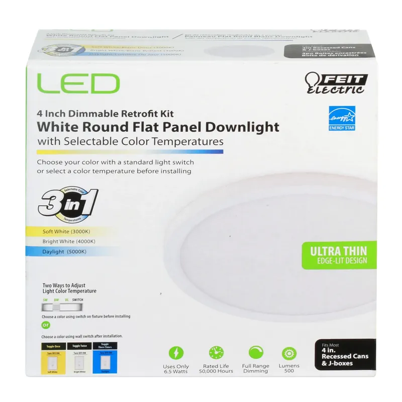 4 In. 6.5 Watt Led Retrofit Downlight Kit, Dimmable, White
