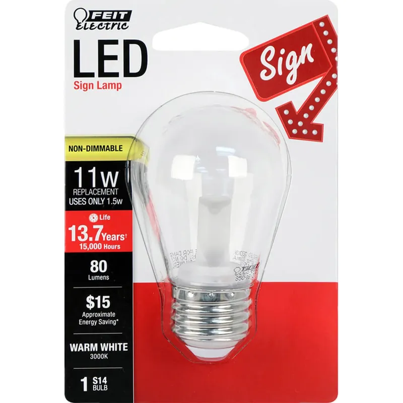 Feit S14 E26 (Medium) LED Bulb Warm White 11 Watt Equivalence 1 Pk