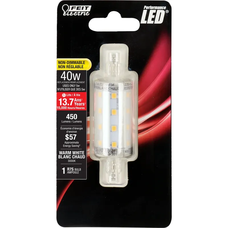 Feit R7S R7 LED Bulb Warm White 40 Watt Equivalence 1 Pk
