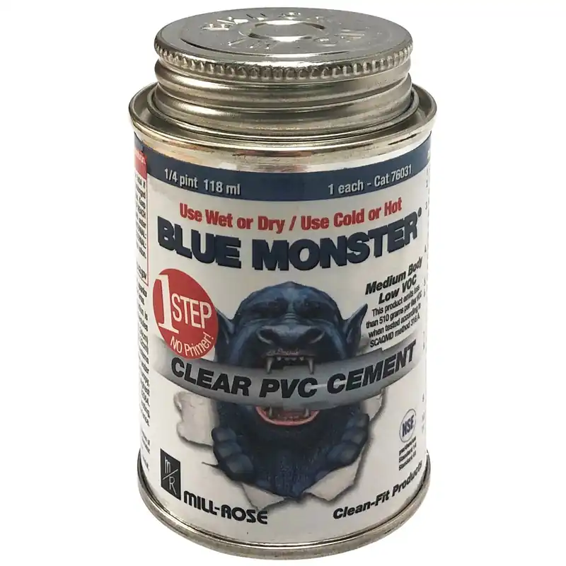 Blue Monster Clear Cement For PVC 4 Oz