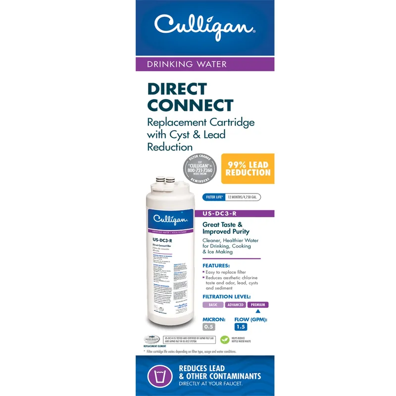 Direct Connect Replacement Drinking Water Filter, Quick Twist-Lock Cartridge