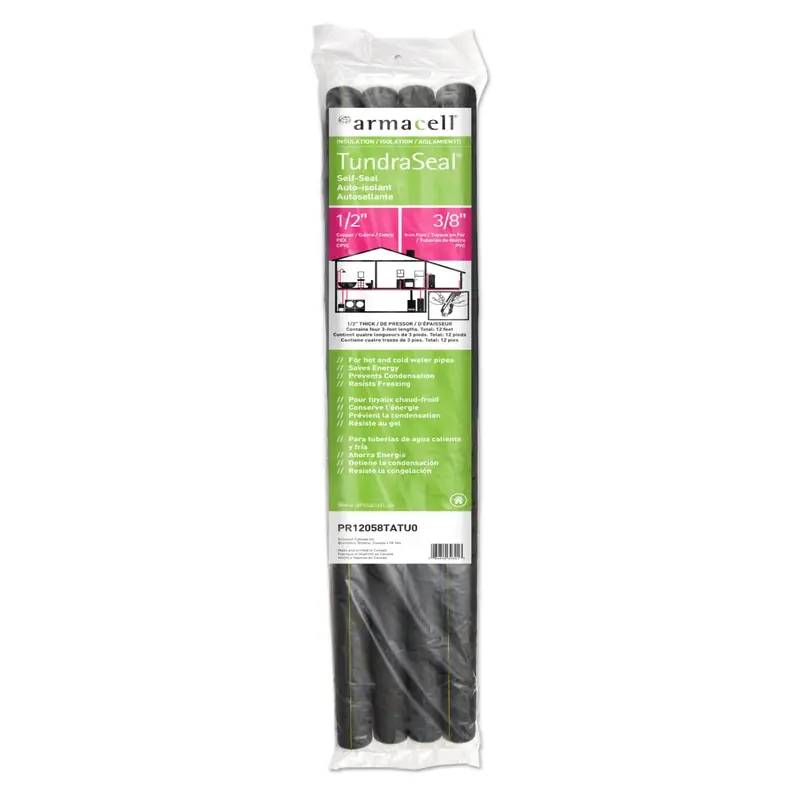 Armacell TundraSeal Self Sealing 1/2 In. X 3 Ft. L Polyethylene Foam Pipe Insulation