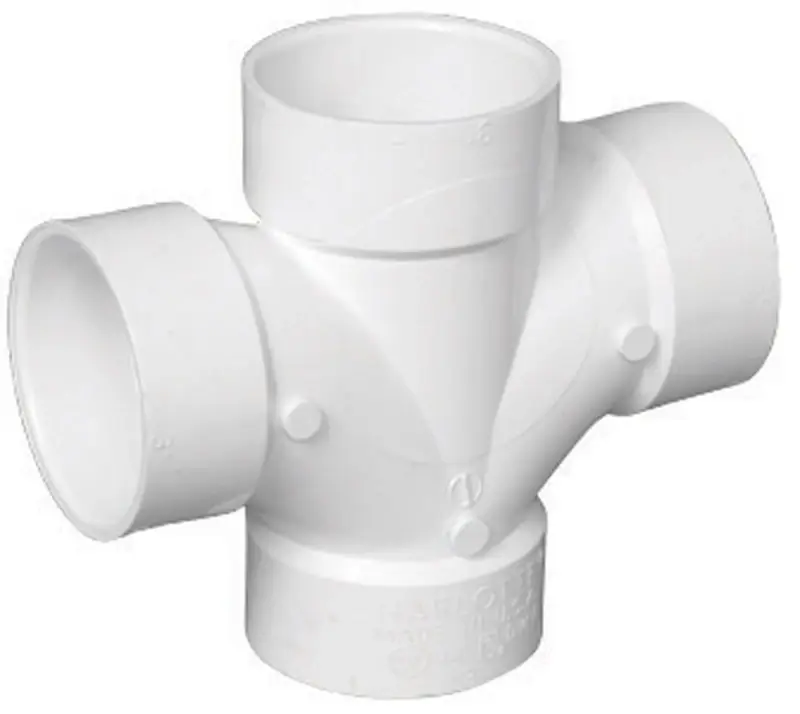 Charlotte Pipe Schedule 40 2 In. Hub X 2 In. D Hub PVC Double Sanitary Tee 1 Pk