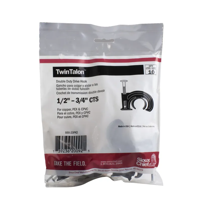 Twintalon 1/2 In. Black Polyethylene Double Duty Drive Hook - Model 555-23pk2