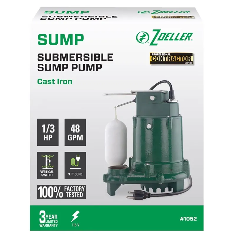 1/3 Hp Pro 115v Cast Iron Submersible Sump Pump With Vertical Float Switch