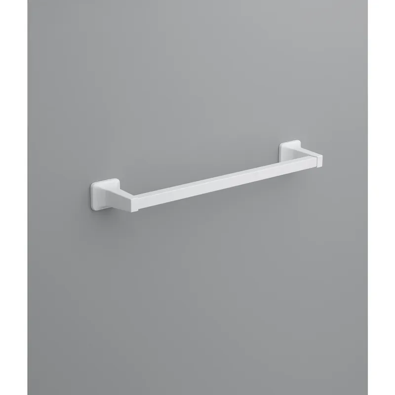 Satin White Towel Bar 18 In. L Die Cast Zinc With Concealed Screw Mounting