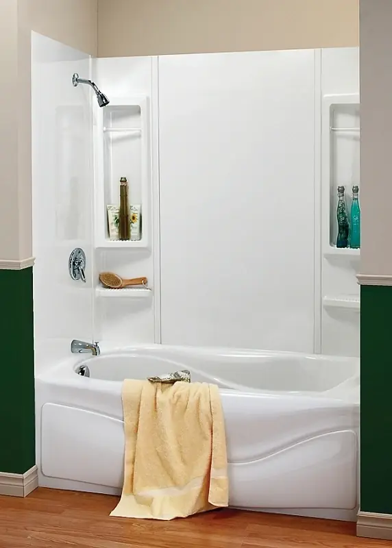 Finesse 5-Pc. Bathtub Wall Surround, Polystyrene, Glue Up Installation, White, 59 - 61 X 34 In. High