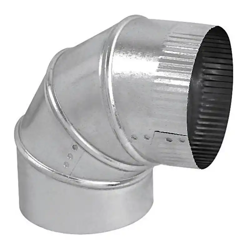 HVAC Duct Pipe Galvanized Adjustable Elbow, 90 Degree, 24 Gauge, 5 In.