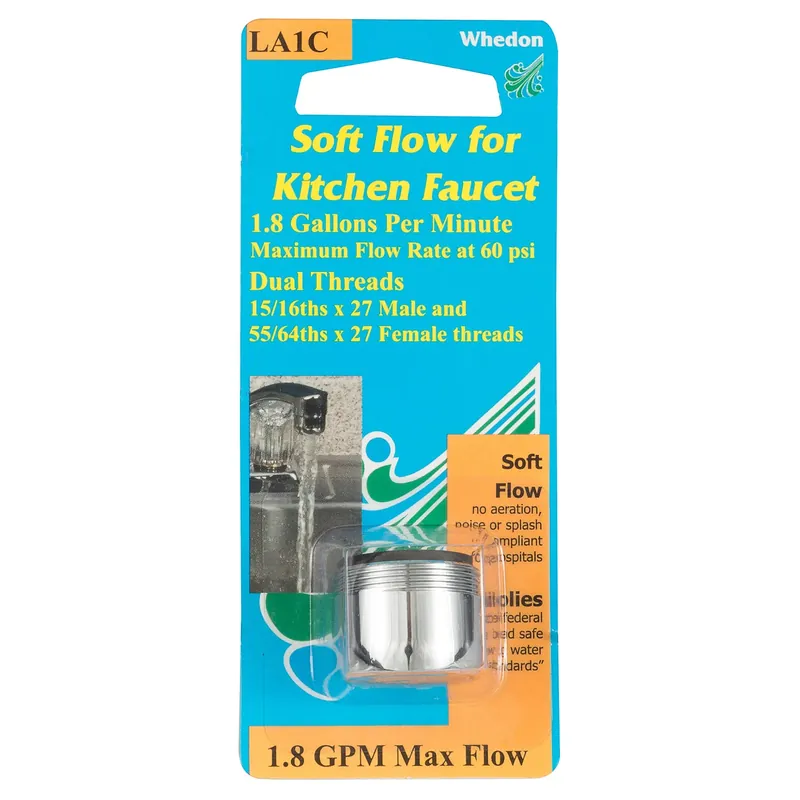 Laminar Flow Dual Thread Chrome Plated Faucet Aerator 15/16 In.-27m X 55/64 In.-27f