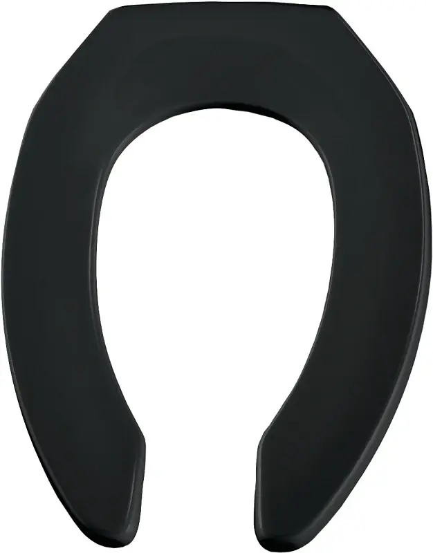 Elongated Commercial Plastic Open Front Toilet Seat, STA-TITE® Hinge, Black