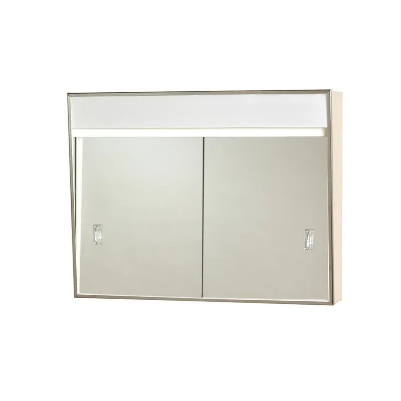 Lighted Medicine Cabinet, Sliding Door, White Steel, 23-3/8 X 18-1/8 In.