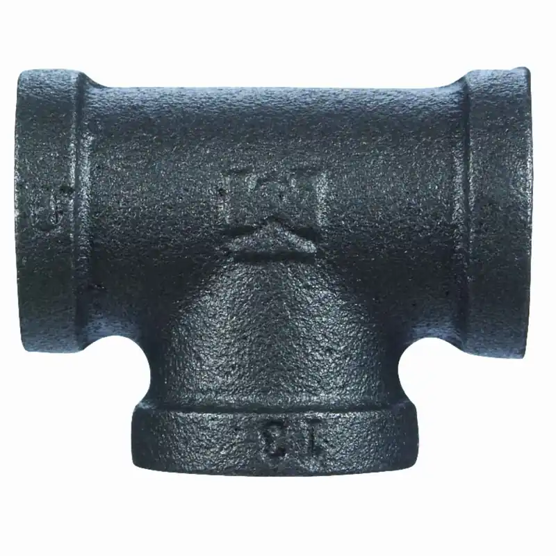 2 In. Malleable Black Iron Tee Fitting - Female Threaded Connections