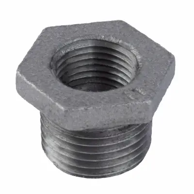1/2 X 3/8 Inch Black Pipe Bushing For Gas And Air Applications