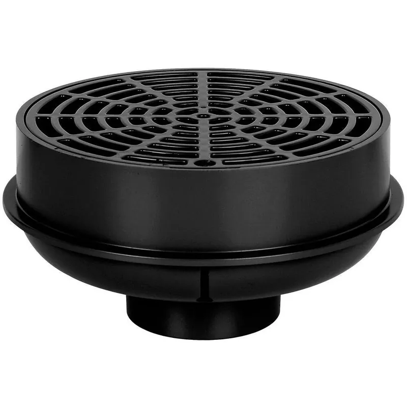 2 In. X 3 In. Black Abs Hub X Inside Fit 4-way Floor Drain With 6-1/2 In. Strainer