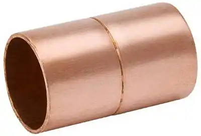 Copper Pipe Coupling With Roll Stop, 1 Inch Copper X Copper Connection