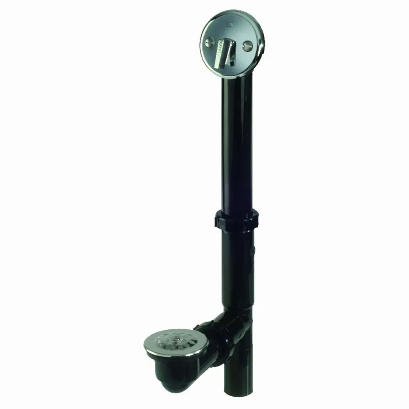 Tub Drain Assembly, Black Plastic, Chrome Finish