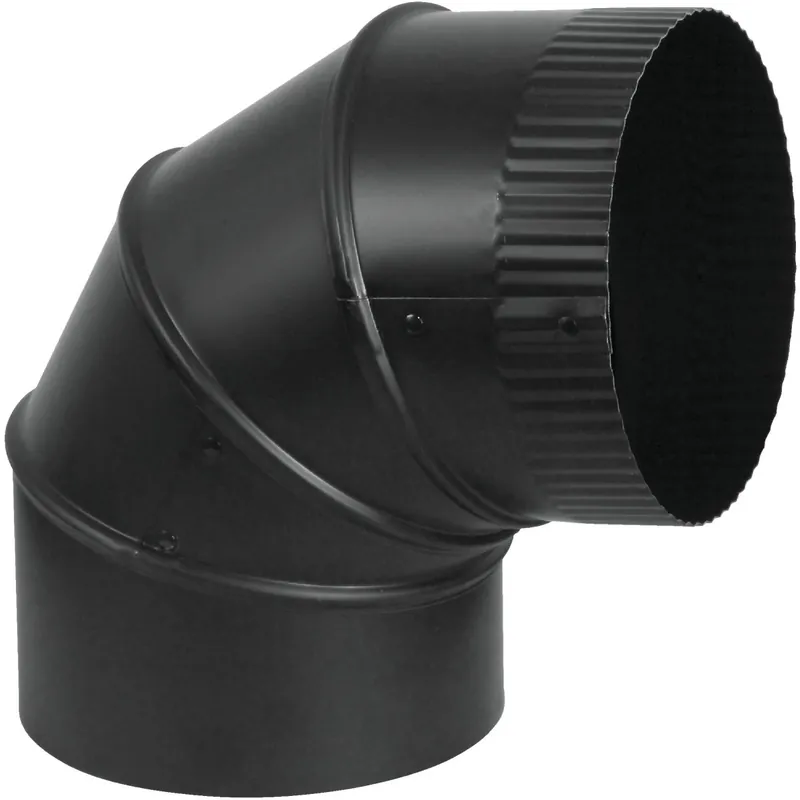 Adjustable Stove-Pipe Elbow, Black, 28 Gauge, 4 In.