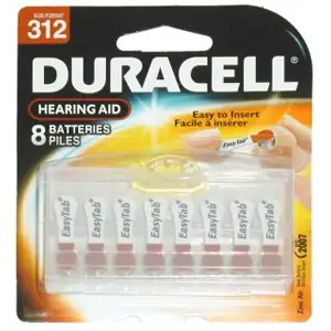 Easy Tab Zinc Air Hearing Aid Battery Size 312 Model Da312b8w - 8 Batteries