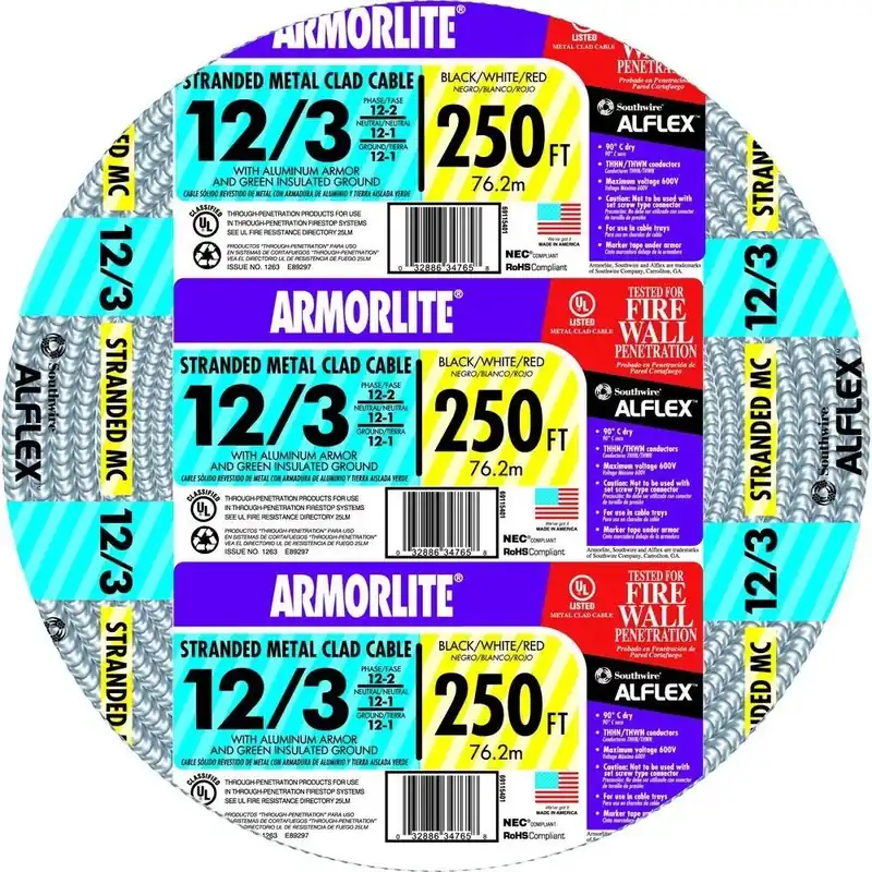 Southwire 250-ft 12/3 Stranded Aluminum Metal Clad Cable