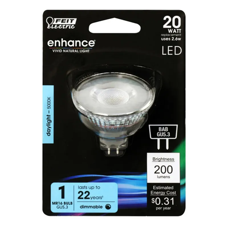 Feit Enhance MR16 GU5.3 LED Bulb Daylight 20 Watt Equivalence 1 Pk