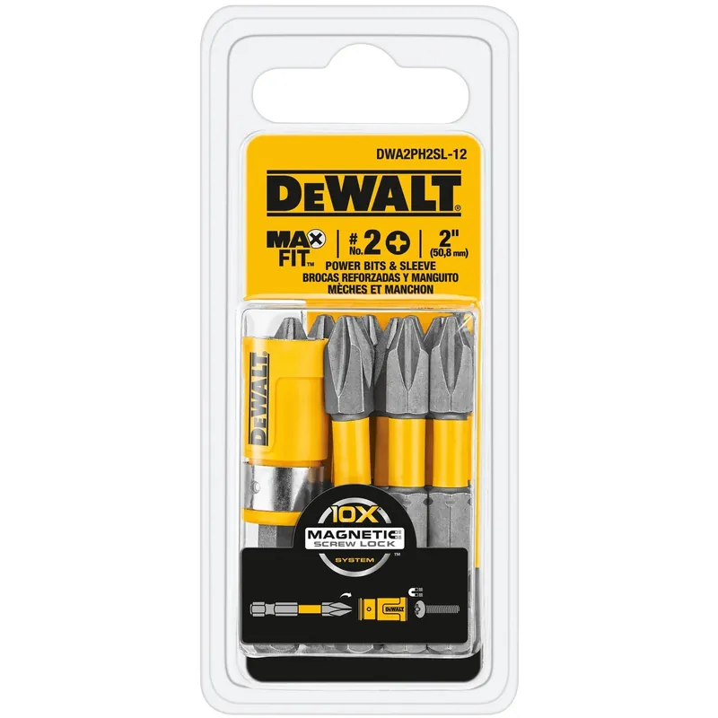 Max Fit Phillips 2 X 2 In. L Power Bit And Sleeve Set S2 Tool Steel 12 Pc