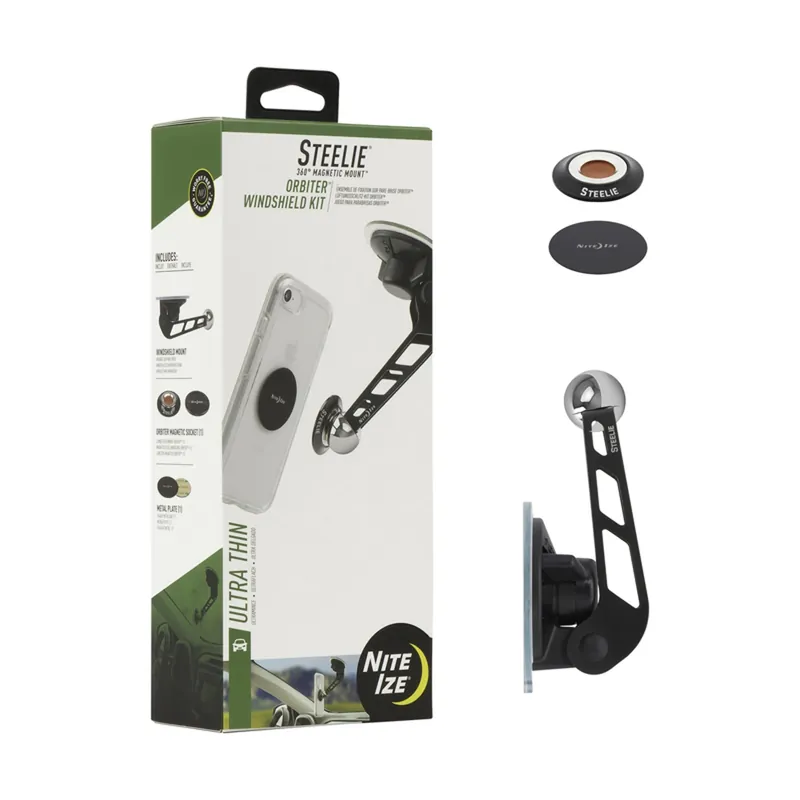Steelie Black Ultra Strong Windshield Kit For All Mobile Devices Stowk-01-r8