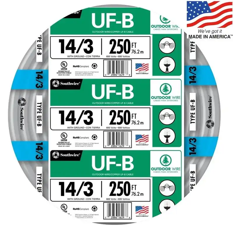 250 Ft. 14 Awg 3-conductor Uf-b Electrical Wire