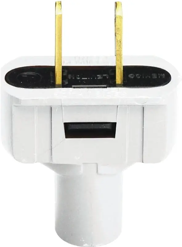15a 125v 2-wire 2-pole Vinyl Cord Plug, Nema 1-15p, White