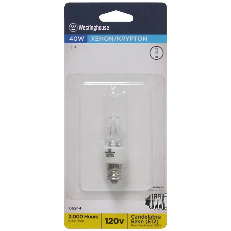 Westinghouse 40 W T3 Specialty Incandescent Bulb E12 (Candelabra) White 1 Pk