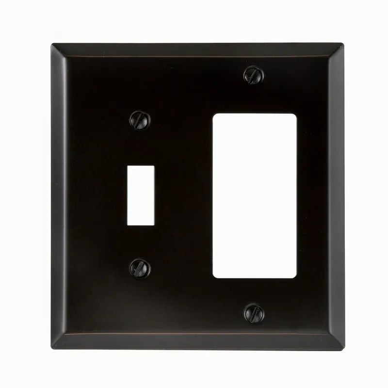 Amerelle Century Aged Bronze 2 Gang Stamped Steel Decorator/Toggle Wall Plate 1 Pk